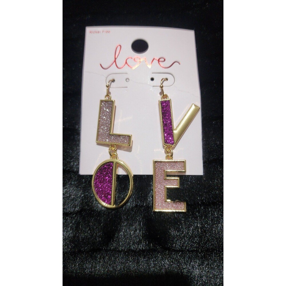 NEW Baublebar Sugarfix Gold LOVE Earrings.